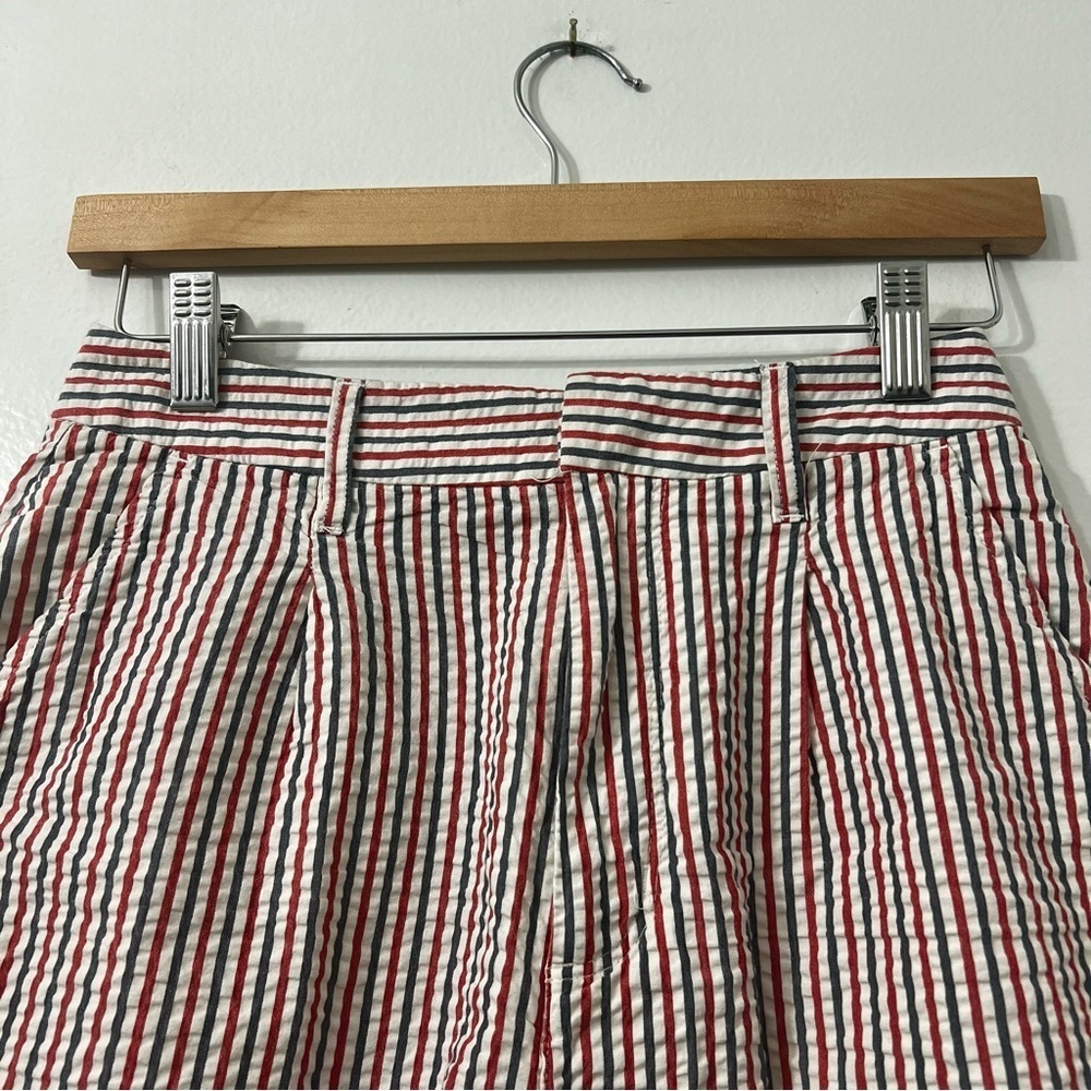 Brixton Striped 100% Cotton Seersucker Retro Preppy High Rise Chino Shorts Sze 2 - Picture 3 of 11